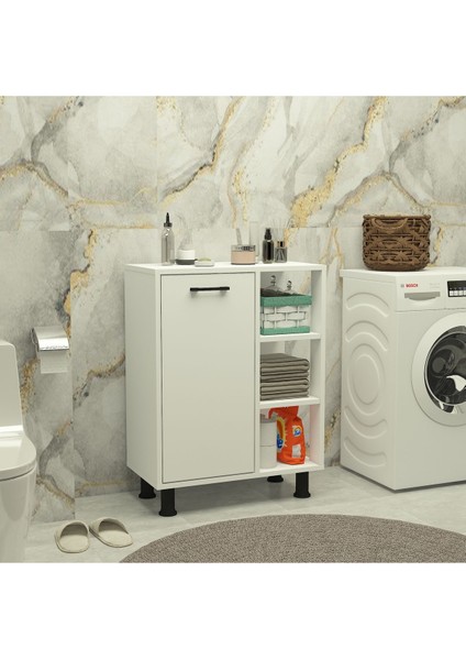 Mobiga Loren Çamaşır Kirli Sepetli Raflı Banyo Dolabı modelleri