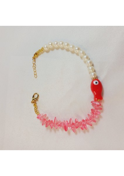 Murano Unisex Cam Boncuklu Kırmızı Balık Bileklik fiyatları