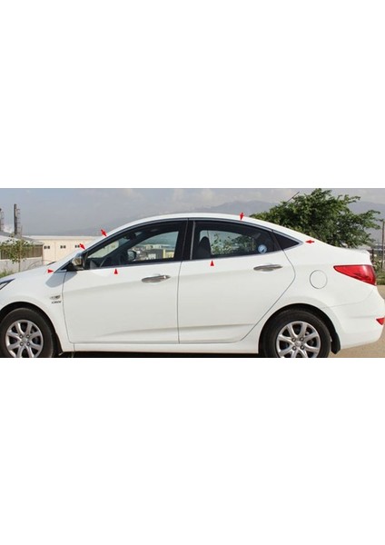 Hyundai Accent Blue Krom Cam Çerçevesi 14 Parça 2011-2018 Arası Paslanmaz Çelik