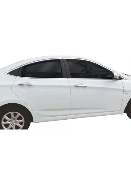 Hyundai Accent Blue Krom Cam Çerçevesi 14 Parça 2011-2018 Arası Paslanmaz Çelik