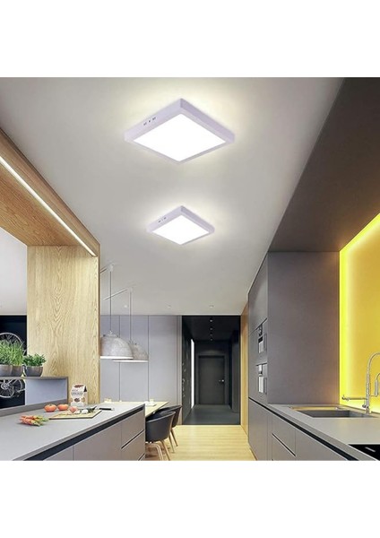 Yüksek Verimli 24W Sıva Üstü Kare LED Panel Armatür-Beyaz Kasa- Kare Tasarım | Enerji Tasarruflu, Uzun Ömür modelleri