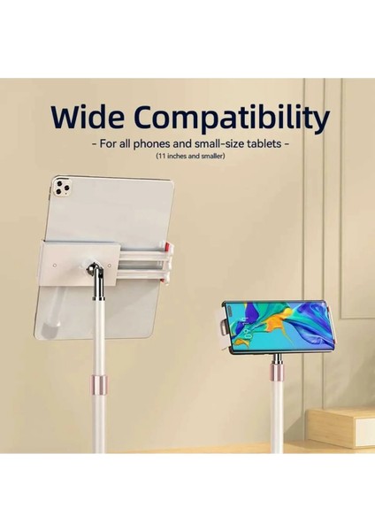 Metal, Yükseklik ve Açı Ayarlı Masaüstü Telefon ve Tablet Tutucu Taşınabilir Tablet, Telefon Standı