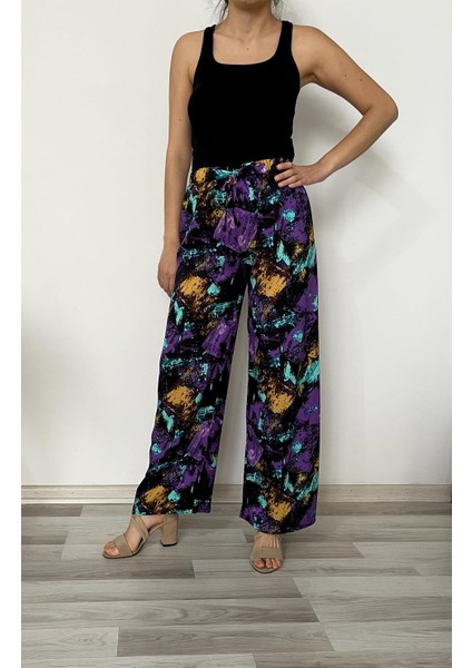 Kadın Viskon Kumaş Pantolon / Plazzo Pantolon - Mor Pantolon modelleri