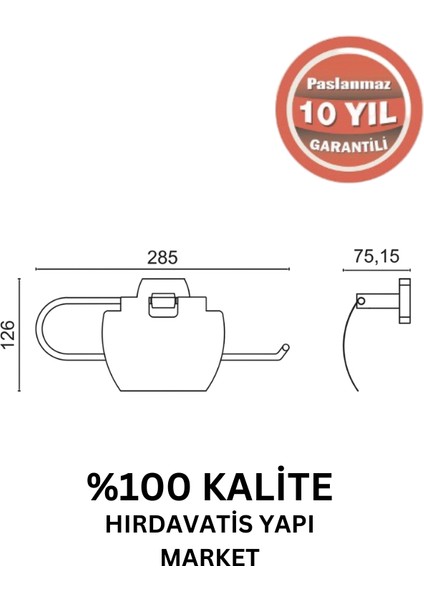 Paslanmaz Pirinç Milano Geniș Kapaklı Kağıt Havluluk Mat Siyah