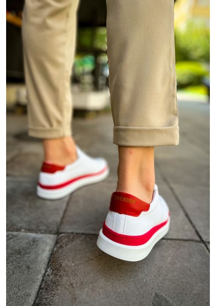 CH979 Santoni Gbt Spor Erkek Ayakkabı Beyaz/kırmızı indirimleri