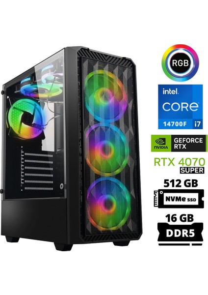 Delux X85 I7 14700F 16GB Ddr5 Ram 512GB M.2 Nvme SSD 12GB RTX4070 Super Masaüstü Oyuncu Bilgisayarı