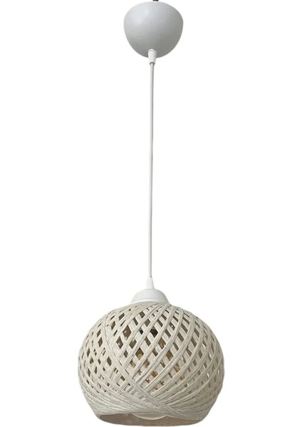 Sarkıt İp Top Avize 20 cm Başlık AMPUL DAHİL DEĞİLDİR (70 cm Kablo) EKRU