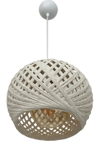 Sarkıt İp Top Avize 20 cm Başlık AMPUL DAHİL DEĞİLDİR (70 cm Kablo) EKRU