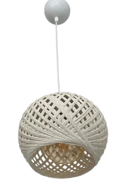Sarkıt İp Top Avize 20 cm Başlık AMPUL DAHİL DEĞİLDİR (70 cm Kablo) EKRU