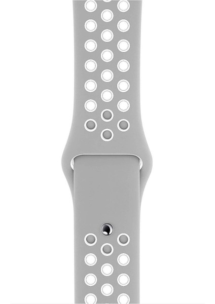 Apple Watch Uyumlu Series 5 38 mm Fileli Kordon Gri-Beyaz
