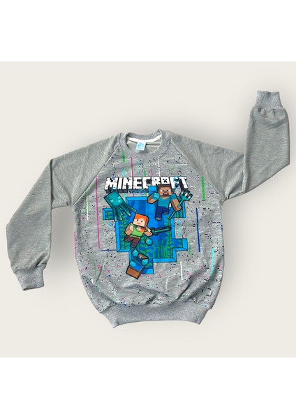 Minecraft Baskılı Erkek Çocuk Sweat