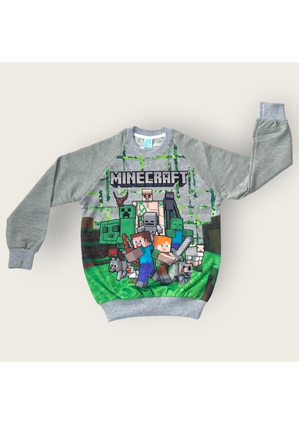 Minecraft Baskılı Erkek Çocuk Sweat