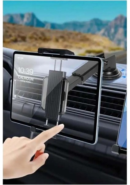 14 Inç Uyumlu Araç Içi Telefon ve Tablet Tutucu 360° Dönebilen Masaüstü Telefon ve Tablet Standı