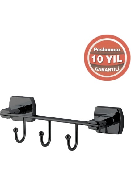 Paslanmaz Pirinç Milano 3’lü Askılık Krom Mat Siyah