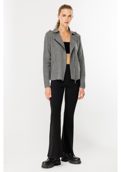 Ceket Yaka Cepli Triko Mont-GRİ fiyatları