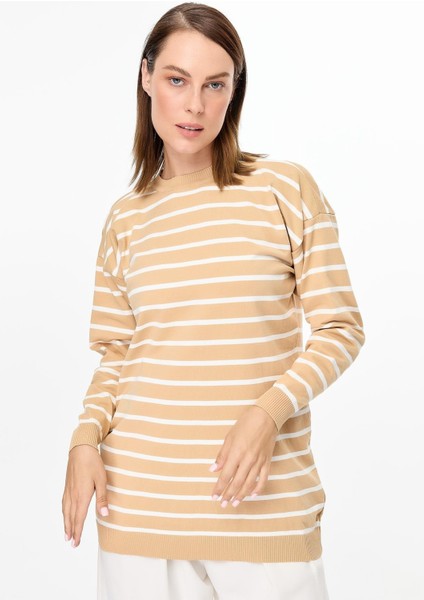 Çizgili Basic Triko Tunik-BİSKÜVİ modelleri