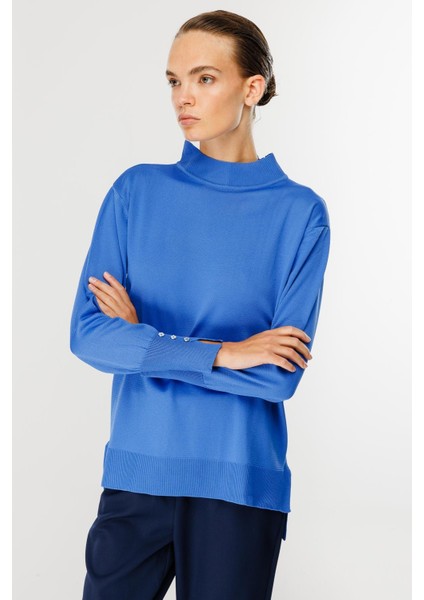 Yarım Balıkçı Basic Triko Kazak-SAX fiyatları