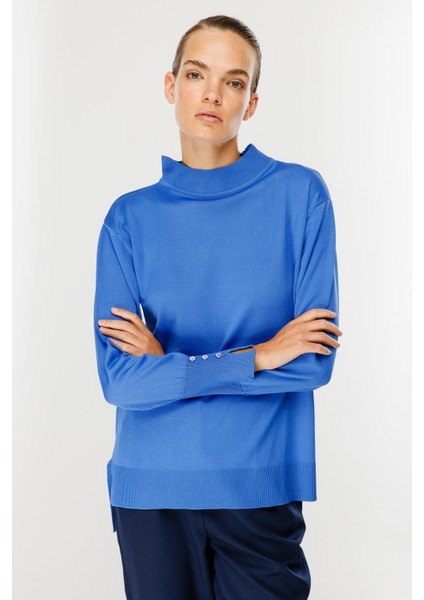 Yarım Balıkçı Basic Triko Kazak-SAX fırsatları