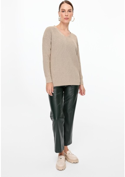 Simli V Yaka Triko Kazak-TAŞ fiyatları