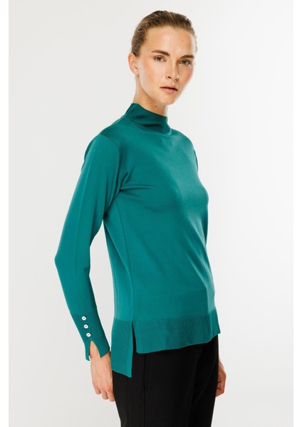 Yarım Balıkçı Basic Triko Kazak-PETROL fırsatları