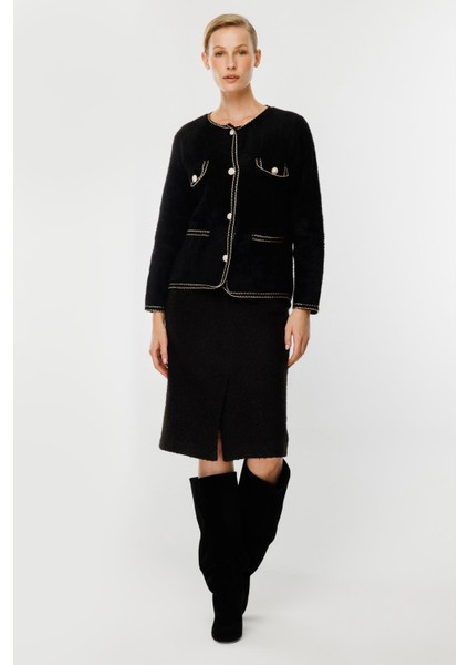 Cep Detaylı Triko Hırka-SİYAH fiyatları