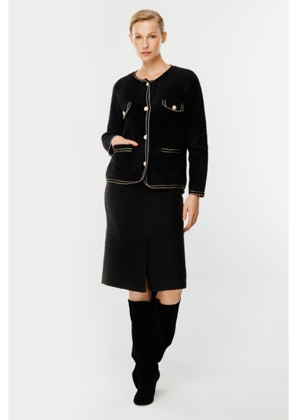 Cep Detaylı Triko Hırka-SİYAH fırsatları