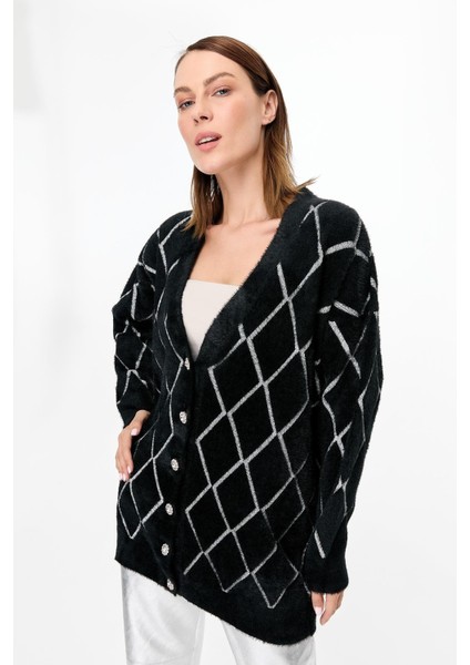 Baklava Desenli Triko Hırka-SİYAH modelleri