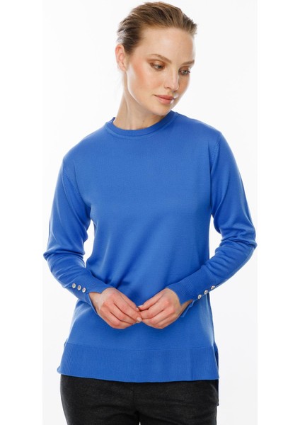 Bisiklet Yaka Basic Triko Kazak-İNDİGO indirimleri