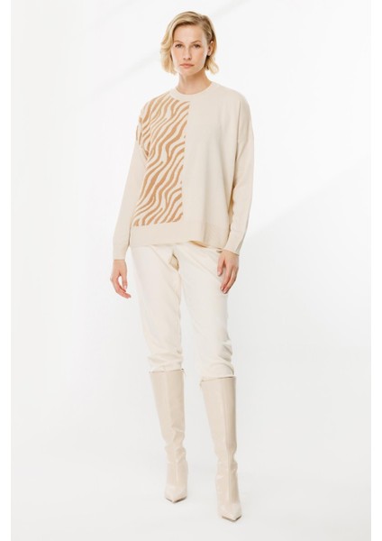 Zebra Kombin Desenli Triko Kazak-TAŞ