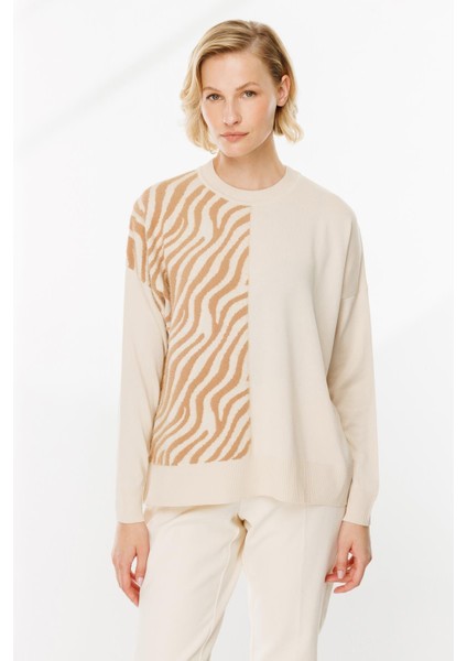 Zebra Kombin Desenli Triko Kazak-TAŞ modelleri