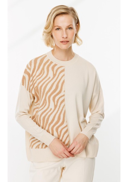 Zebra Kombin Desenli Triko Kazak-TAŞ fırsatları