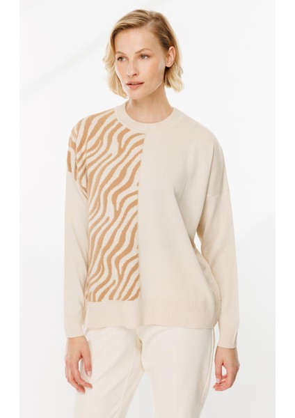 Zebra Kombin Desenli Triko Kazak-TAŞ indirimleri