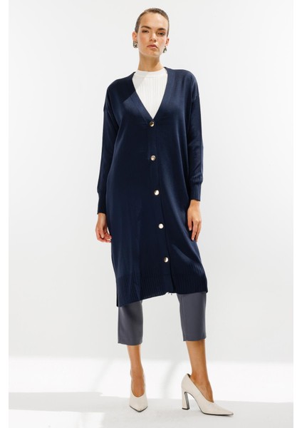 Düğmeli Uzun Triko Hırka-LACI fiyatları