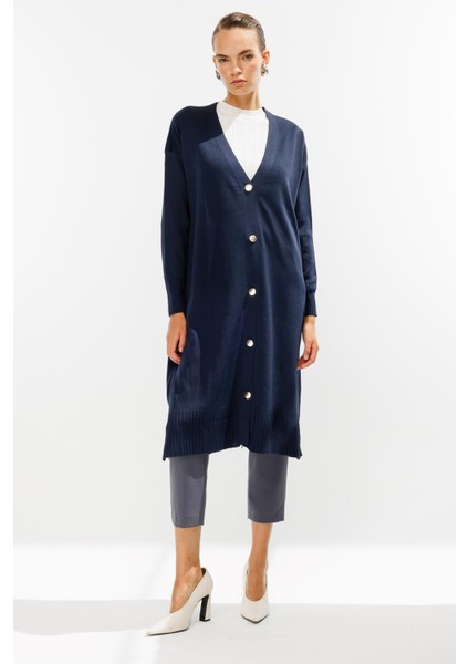 Düğmeli Uzun Triko Hırka-LACI modelleri