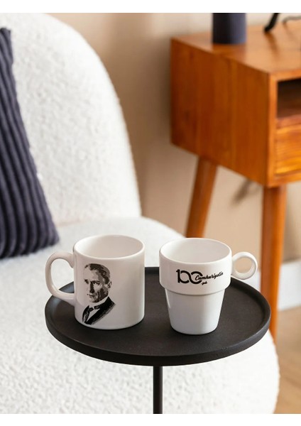 Siyah Baskılı Atatürk Baskılı Seramik Kupa 2'li modelleri