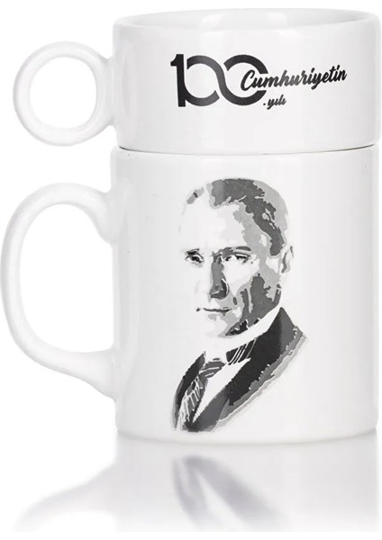 Siyah Baskılı Atatürk Baskılı Seramik Kupa 2'li fırsatları