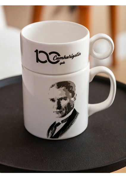 Siyah Baskılı Atatürk Baskılı Seramik Kupa 2'li indirimleri
