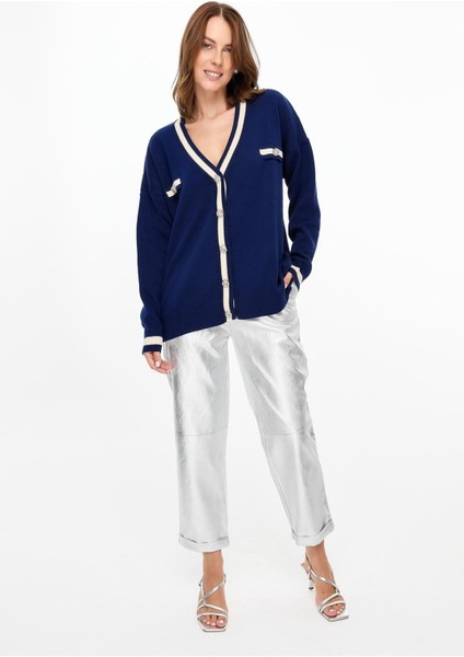 Biyeli Taşlı Düğmeli Triko Hırka-LACI fiyatları