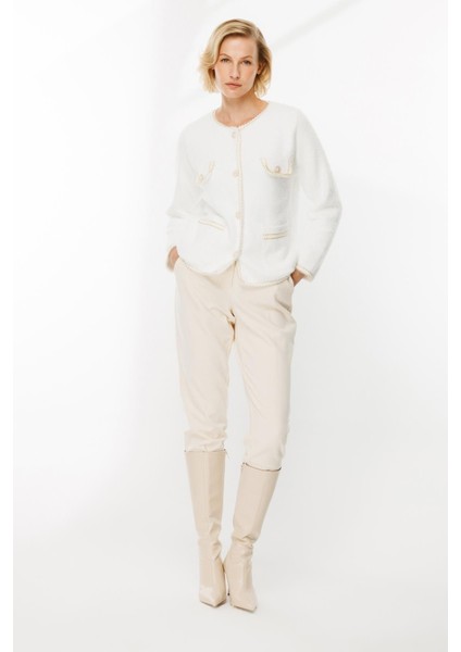 Cep Detaylı Triko Hırka-EKRU fiyatları