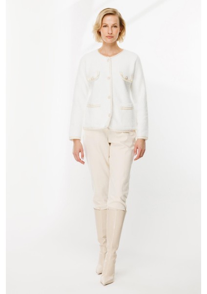 Cep Detaylı Triko Hırka-EKRU modelleri