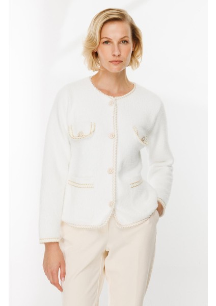 Cep Detaylı Triko Hırka-EKRU fırsatları