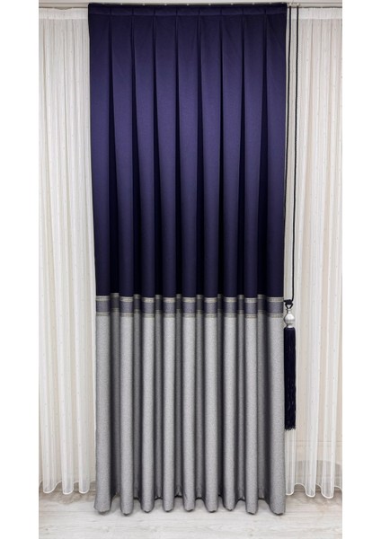 Pano Fon Perde Lacivert Gri (Tek Kanat) fırsatları