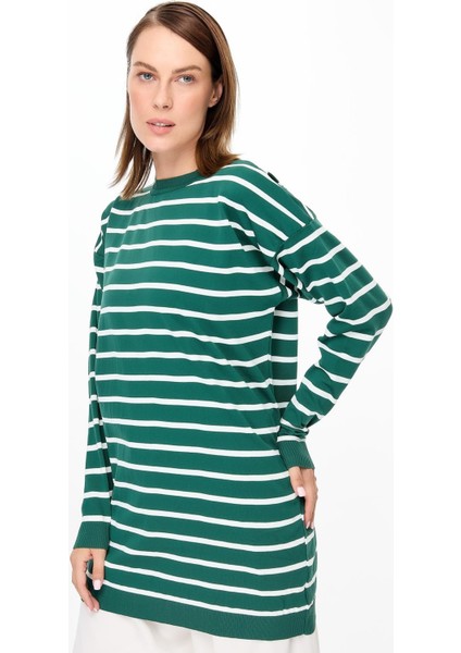 Çizgili Basic Triko Tunik-YEŞİL modelleri
