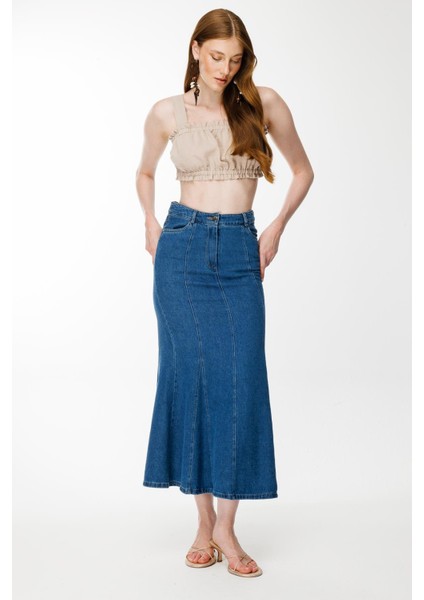 Pile Görünümlü Kot Etek-LACI fırsatları