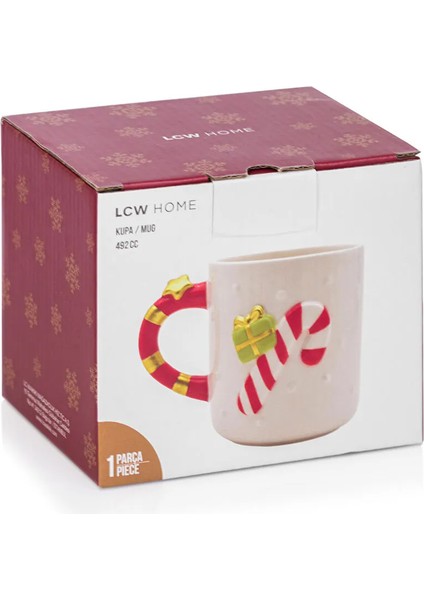 Beyaz Yılbaşı Temalı Seramik Kupa 492 ml