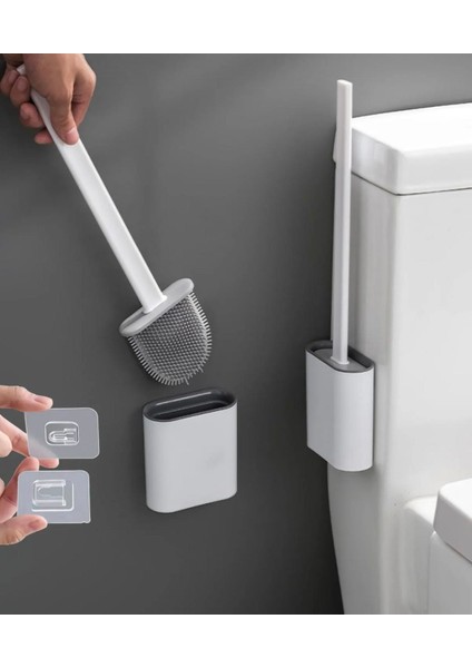 Silikon Tuvalet Fırçası | Bükülebilir Pratik Silikon Wc Klozet Fırçası Banyo Seti