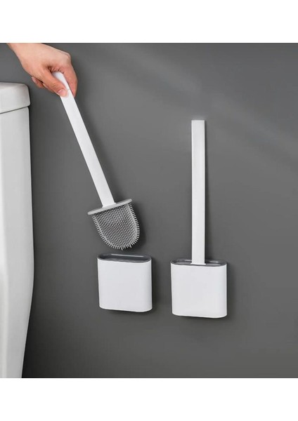 Silikon Tuvalet Fırçası | Bükülebilir Pratik Silikon Wc Klozet Fırçası Banyo Seti