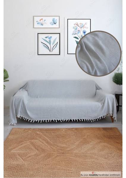 <180 x 300 cm > Kolları Örten Koltuk Örtüsü, Balık Sırtı Desenli, Pamuklu Koltuk Örtüsü