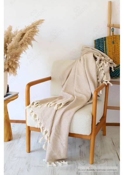 <180 x 210 cm > Çift Kişilik Koltuk Örtüsü, Balık Sırtı Desenli, Çok Amaçlı Örtü, Pamuk Koltuk Örtüsü