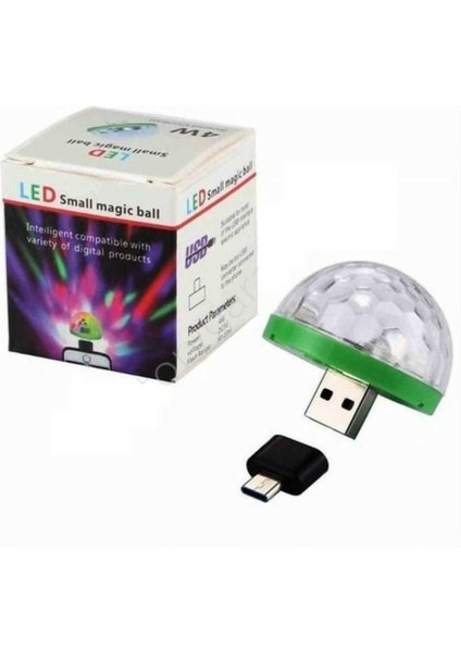 4W USB Müzik Ritimli Ledli Sihirli Disko Topu Mikro USB Otg Adaptörü